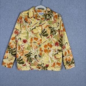 Vintage Tropical‎ Jacket Small Cotton Stretch Maximalist Autumn Granny Resort